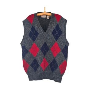 Vintage Lazarus Wool Argyle Sweater Vest Medium Indie Grunge Grandpa Academia